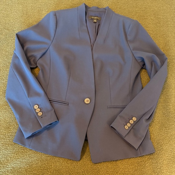 Ann Taylor Petite Cutaway Blazer in Sapphire - Picture 2 of 7